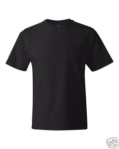 6 Pack Hanes Beefy T Shirts BLACK 5180 S-5XL Wholesale Cotton Short Sleeve NEW - Picture 1 of 2