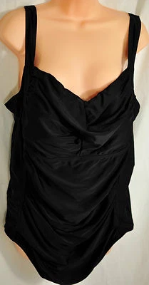 женский купальный костюм merona глубокий черный цельный размер 26 Вт для похудения ruching по бокам - Изображение 1 из 4