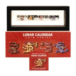 Cook Islands Year of the Dragon 4 Coin Set 2012 Colored Proof Silver Crowns Mint - Bild 1 von 4