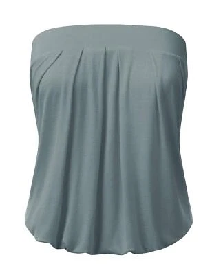 DRESSIS Womens Basic Sleeveless Pleated Tube Top COLOR DENIM BLUE 3XL - Image 1 of 4