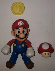 Lot Super Mario Bros. Nintendo 2014 Video Game Figures; Mario, Mushroom, Coin - Picture 1 of 10