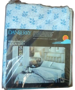 Vintage SEARS Danberry Perma-Prest Muslin Floral Twin Size Fitted Sheet NEW - Picture 1 of 3