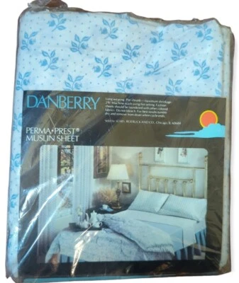 Sábana Ajustable Vintage SEARS Danberry Perma-Prest Muselina Floral Talla Doble NUEVA Foto 1 de 3
