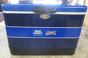 100 años de NFL / Bud enfriador de metal azul claro cofre de hielo aislado grande - RARO - Imagen 1 de 24