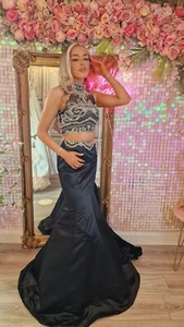 Jovani Halter Fishtail Formal Prom Evening Dress Ball Gown 2 Piece Co Ord UK 6 - Picture 1 of 10