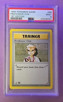 Professor Oak 1st Edition Shadowless Base Set UnCommon 88/102 Pokemon PSA 9 MINT - Image 1 of 2