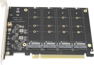 Karta adaptera M2 NVMe SSD na PCIE X16, 4 porty klucz M - Zdjęcie 1 z 1