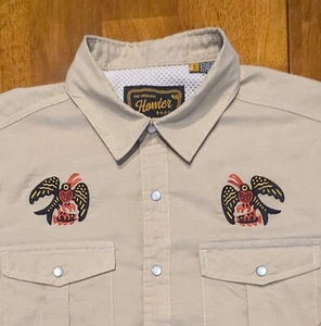HOWLER BROS Mens Small Gaucho Snapshirt Frigates Bird Long Sleeve Western EUC - Picture 1 of 15