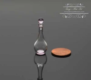 1:12 Dollhouse Miniature Pink Trim Glass Decanter with Lid BD HB655 - Picture 1 of 2