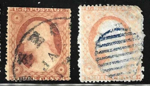 Sc #26 x 2 Shades Fillers 3 Cent Washington 1851-57 US 80F73 - Picture 1 of 3