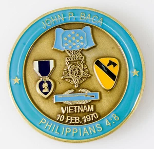 MOH Medal of Honor Challenge Coin John P. Baca Vietnam Purple Heart Army Cavalry - Picture 1 of 4