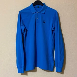 Benetton Blue Logo Long Sleeve Polo Shirt 2XL Casual Basic Classic 11-12 Years - Picture 1 of 11