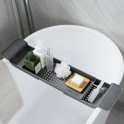 EXTENDABLE BATH TUB RACK BATHROOM SHELF STORAGE CADDY BATH BRIDGE ORGAINSER TRAY - Image 1 of 4