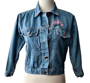 Jerry Leigh Mattel Barbie Jr Womens Vintage 1995 Pink Embroidered Denim Jacket M - Picture 1 of 10