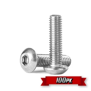 Button Head Socket Cap Screw, 10-24 x 1", Stainless Steel {100pk} - Picture 1 of 1