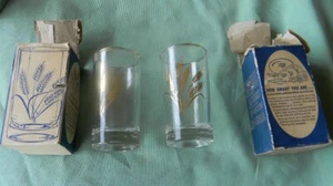 2 VTG DUZ DETERGENT PREMIUM 22K GOLDEN WHEAT 5 OZ JUICE GLASSES IN BOXES - Picture 1 of 12