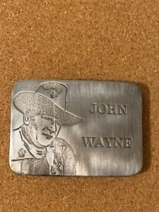 John Wayne Solid Metal Outline Belt Buckle Pewter/Gray 