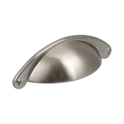 Shaker Oval Cup Brushed Nickel Finish Kitchen & Bedroom Cabinet Door Cup Handle! - Image 1 of 2