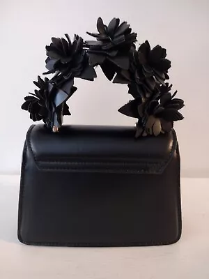 ZARA Black Floral Mini Bag Handle & Strap - Image 1 of 4