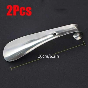 Metal Shoe Horn 2 Pack - 6" Long Handle Silver Shoe Horns Stainless Steel 16cm - Picture 1 of 5