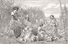 Family Hoppers 1851 Old Antique Vintage Print Picture