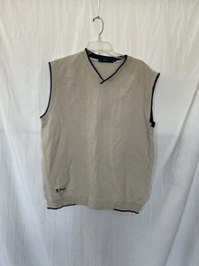 Vintage Pringle Of Scotland Cotton Golf Sweater Vest Large Cream - Picture 1 of 6