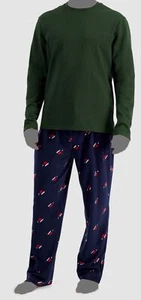 $51 Club Room Men's Green Plaid Long Sleeve Fleece 2 Piece Pajama Set Size L - Picture 1 of 1