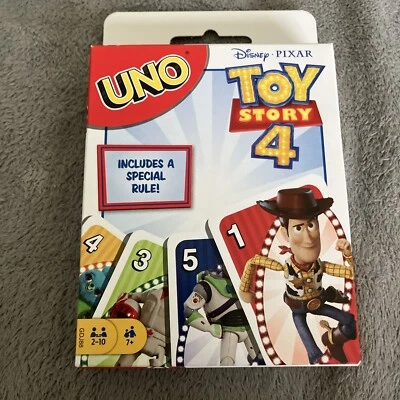 Mattel Disney Pixar "Toy Story 4" UNO Card Game w/ Woody Buzz & Friends / New - Image 1 of 2