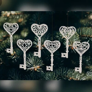 6 Schlüssel Weihnachtsbaum Deko Schmuck Weis Weihnachten Geschenk Christmas 3D - Bild 1 von 1