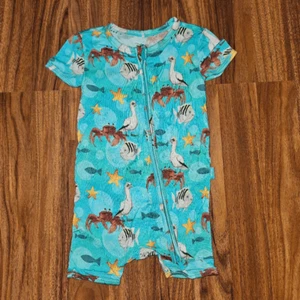 Posh Peanut Disney Little Mermaid Zipper Short Bamboo Romper Baby Size 9-12 Mont - Picture 1 of 5