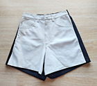 Isabel USA Leather Knit-Fabric High Rise Shorts Pocket Zip Black White Women 10