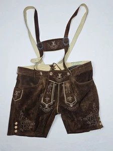 Schoneberger Trachten Couture pantaloni di pelle uomo 48 pelle marrone Oktoberfest - Foto 1 di 16