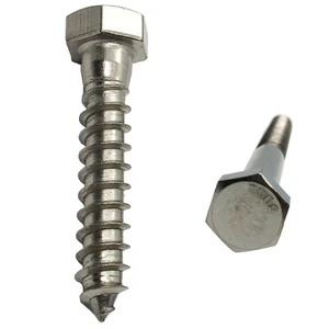 1/4" x 2" 304 Grade Stainless Steel lag Screws, Hex Head Fasteners, Stainless... - Picture 1 of 4