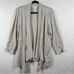 Alfred Dunner hellbraune Strickjacke mit Schalkragen und Rippstruktur Medium - Bild 1 von 13