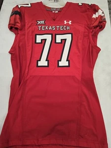 2020 TEXAS TECH RED RAIDERS #77 GAME USED Authentic Football Jersey RED 50 - Picture 1 of 2