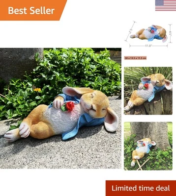 Estatua de jardín ecológica de conejito azul - Encantadora decoración interior y exterior Foto 1 de 4