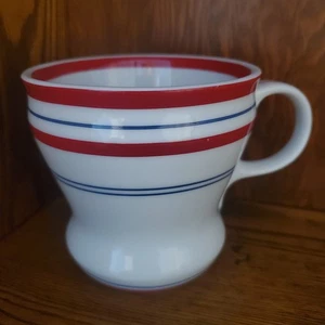 2007 Starbucks Restaurant Ware White Mug/Cup with Blue & White Stripes 12 oz - Picture 1 of 4
