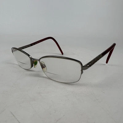 Burberry Eyeglasses B 1157 1003 Size 52-17-135 Silver Maroon Rectangle Frames Foto 1 de 4