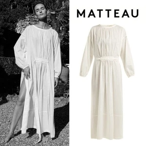 🤍 MATTEAU Dress 🤍 Size 1 / AU 6 / US 2 Long Sleeve Side Split Cotton Resort - Picture 1 of 8