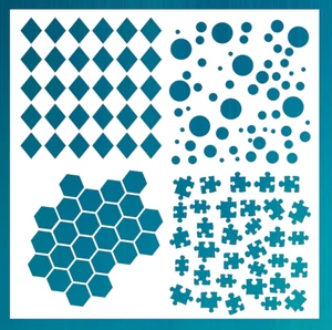 Background Mixed Media Stencil Template - Diamond, Circle, Jigsaw, Hexagon - Picture 1 of 4