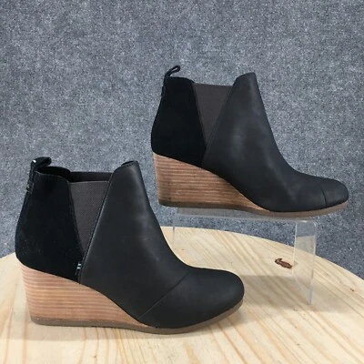 Botas Toms para mujer 11 Kelsey botín de cuña 10015781 cuero negro Foto 1 de 4