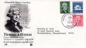 THOMAS JEFFERSON, MONTICELLO, VA 1976 FDC18541 - Picture 1 of 1