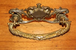 Antique Victorian Ornate 4" Cast Bronze Furniture Drop Bail Drawer Pull H-48 - Picture 1 of 4