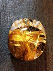 28*25*12mm Natural Gold Rutilated Quartz Titanium Crystal Carved Pendant