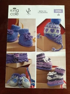 King Cole DK Knitting Pattern No 3906 Baby Accessories Age 0 - 12 Months - Picture 1 of 11