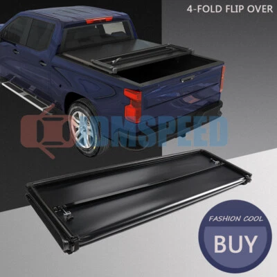 Cubierta Tonneau suave de 5,5 ft plataforma de camioneta 4 pliegues para Toyota Tundra SR5 14-2021 doble cabina Foto 1 de 4