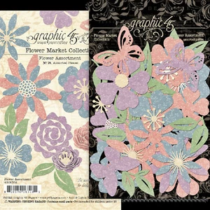 Graphic45 FLOWER MARKET (78pc) DIE-CUT FLOWER ASSORTMENT scrapbooking - Picture 1 of 1