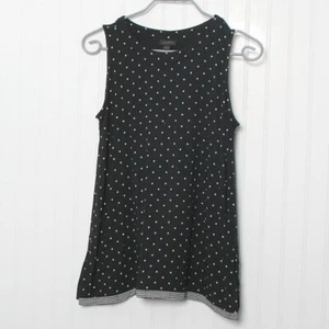 Tunica top J Jill Wearever nera a pois senza maniche lavorata a maglie rayon S - Foto 1 di 10