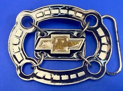Chevrolet Chevy Gold Bowtie Logo Car Collector Pewter Siskiyou Belt Buckle C300 - Image 1 of 4