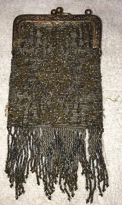 Antigua bolsa de cuentas de acero corte francés alrededor de 1900-1910 Foto 1 de 4